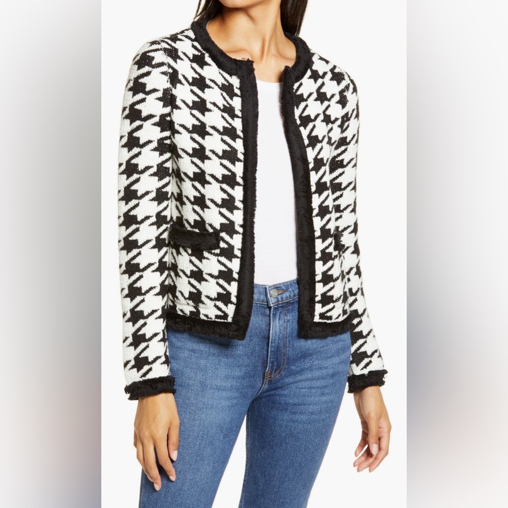 Marl Houndstooth Knit Jacket